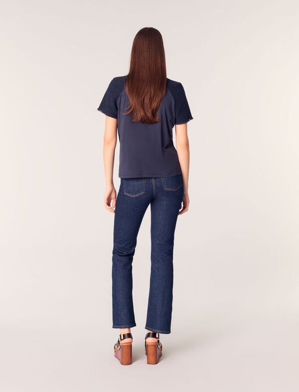 Maje Tee-shirt à Manches Tweed Marine