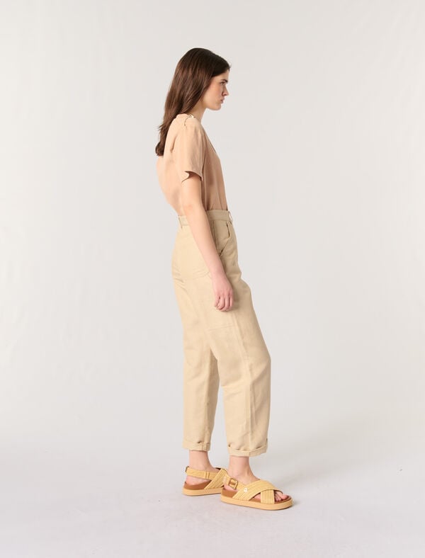 Maje Tee-shirt Avec Détail Bijou Beige