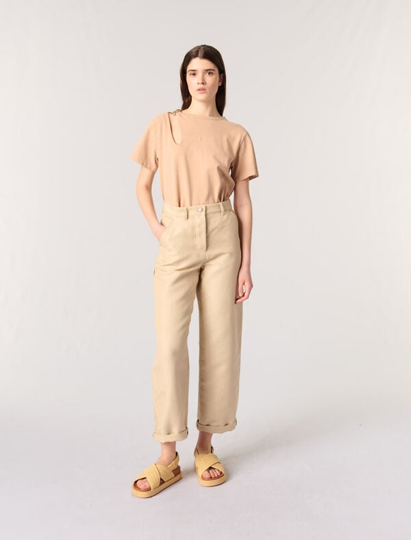 maje Tee-shirt avec détail bijou Beige