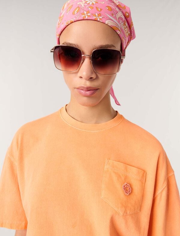 Maje Tee-shirt Avec Logo Bijou Orange