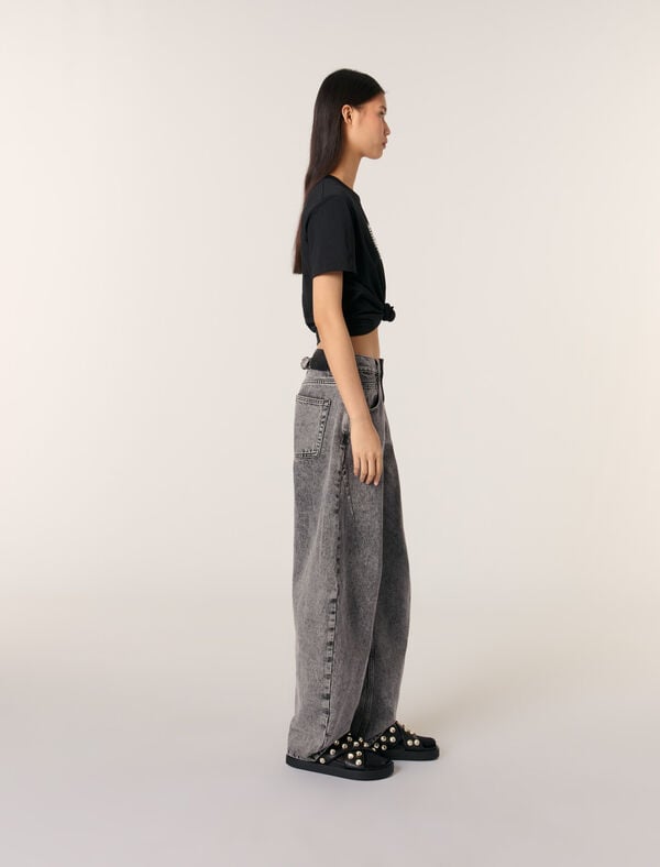 Maje Tee-shirt Brodé Noir