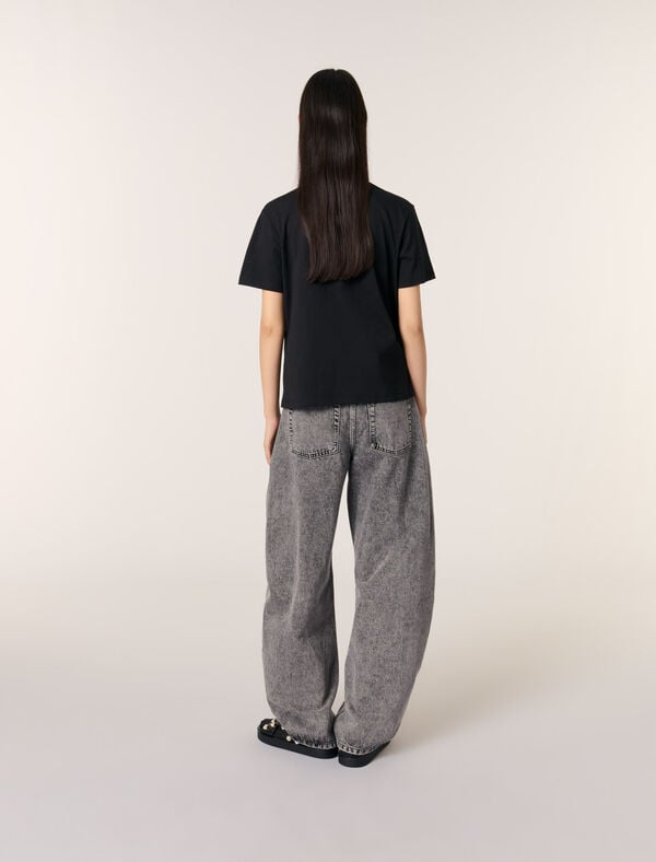 Maje Tee-shirt Brodé Noir