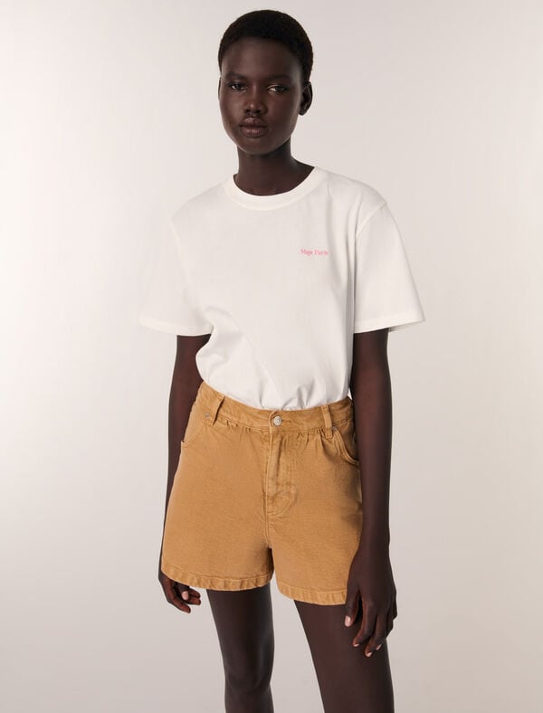 Maje Tee-shirt Imprimé Blanc Casse