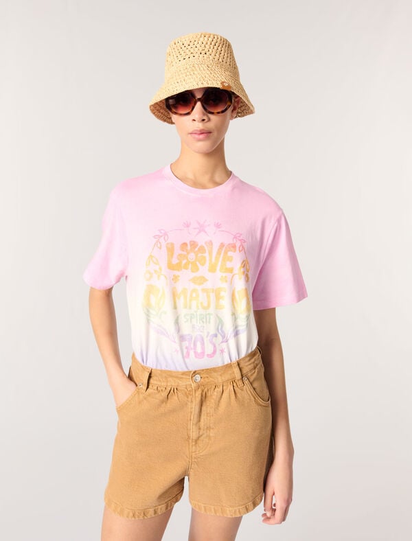 Maje Tee-shirt Imprimé Rose
