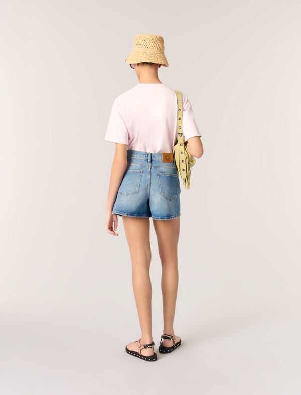 Maje Tee-shirt Imprimé Rose Pale