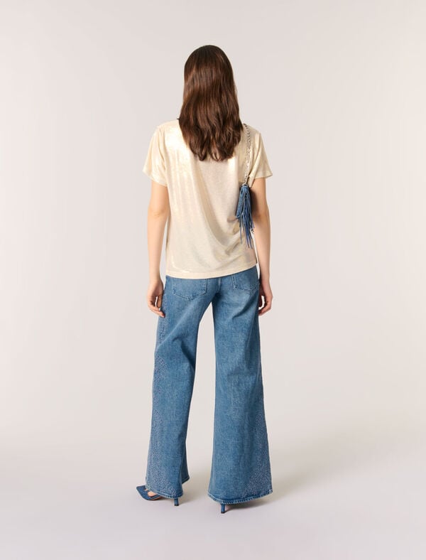 Maje Tee-shirt Lamé Dore