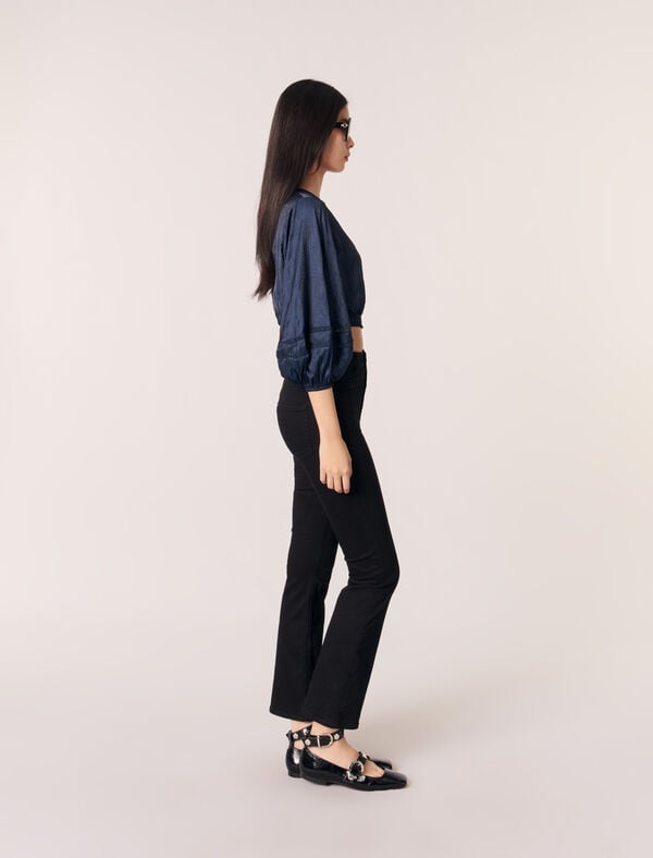 Maje Top Court Satiné Marine