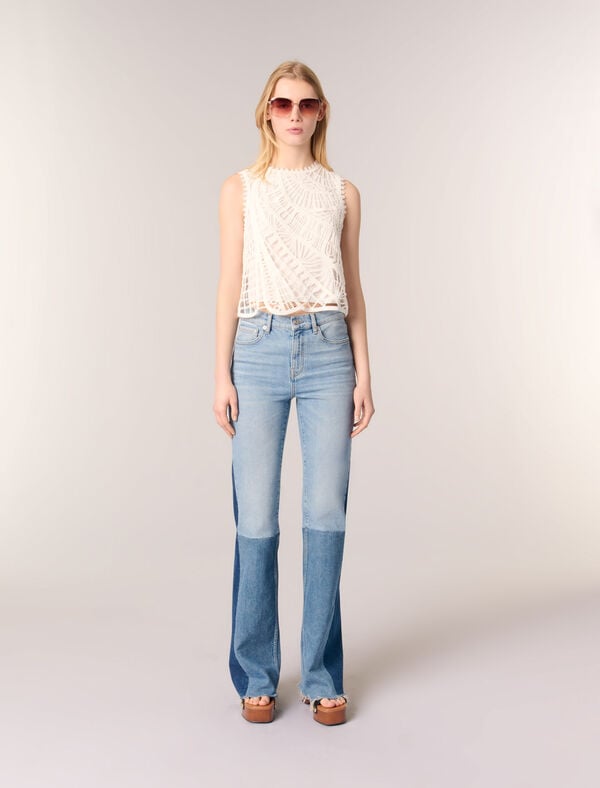 maje Top en crochet Blanc