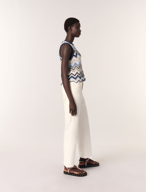Maje Top En Crochet Bleu/Ecru