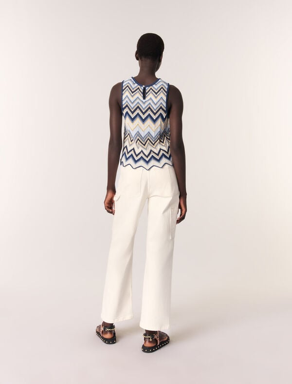 Maje Top En Crochet Bleu/Ecru