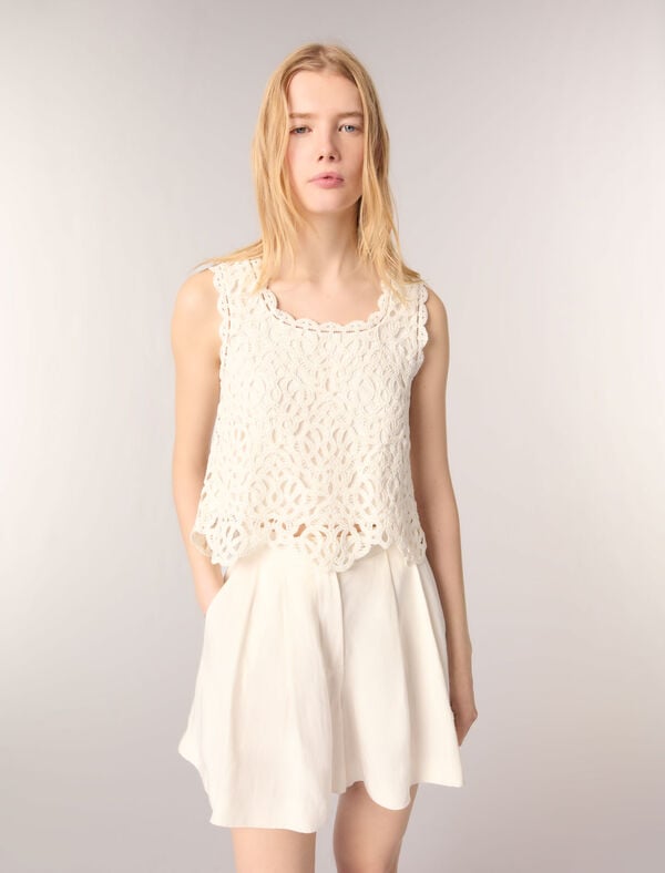 Maje Top En Crochet Ecru