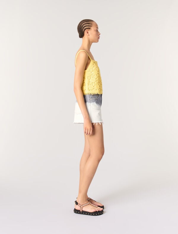 Maje Top En Crochet Jaune Banane