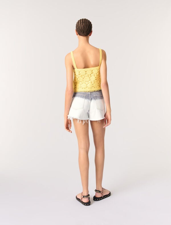 Maje Top En Crochet Jaune Banane