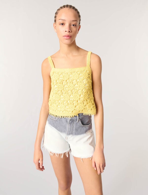 Maje Top En Crochet Jaune Banane