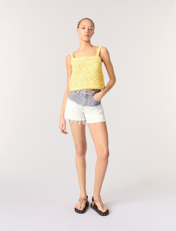 maje Top en crochet Jaune banane