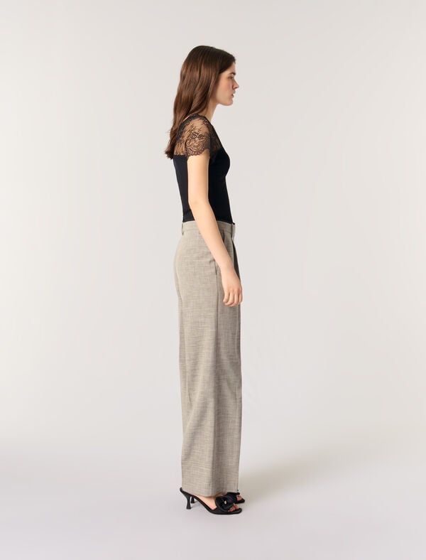 Maje Top En Jersey Incrusté De Dentelle Noir