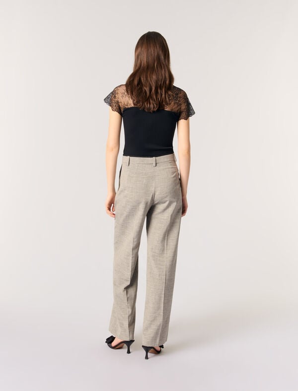 Maje Top En Jersey Incrusté De Dentelle Noir