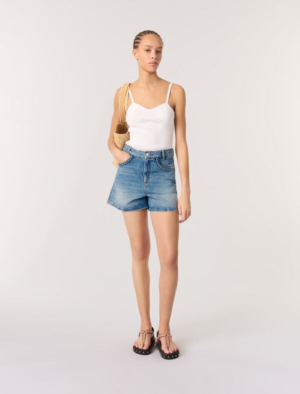 maje Top en maille côtelée Blanc