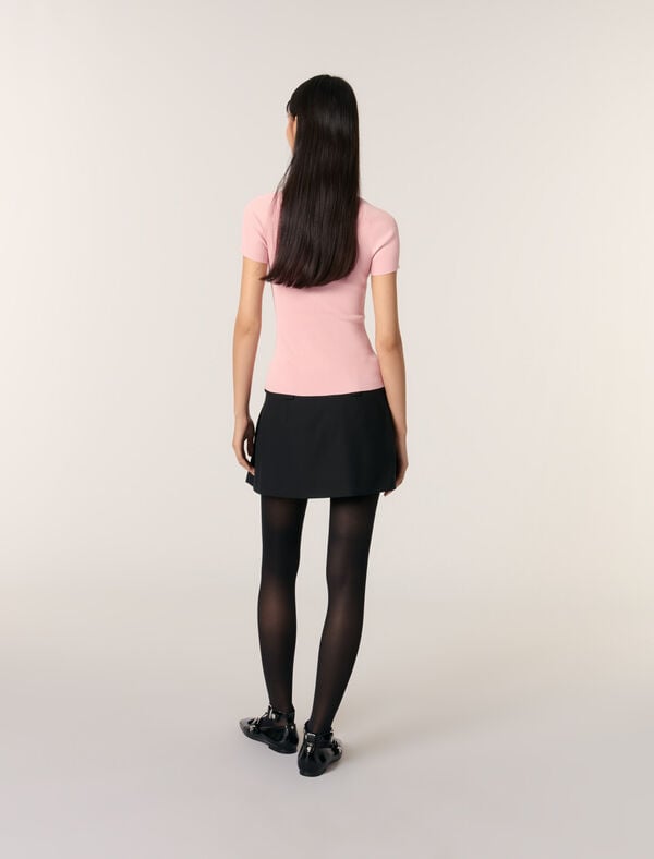 Maje Top En Maille Côtelée Rose