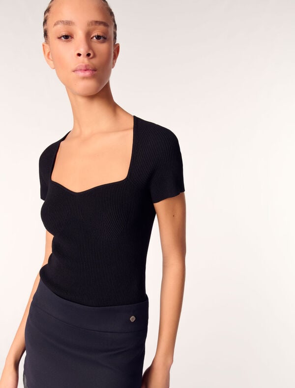 Maje Top En Maille Ecru