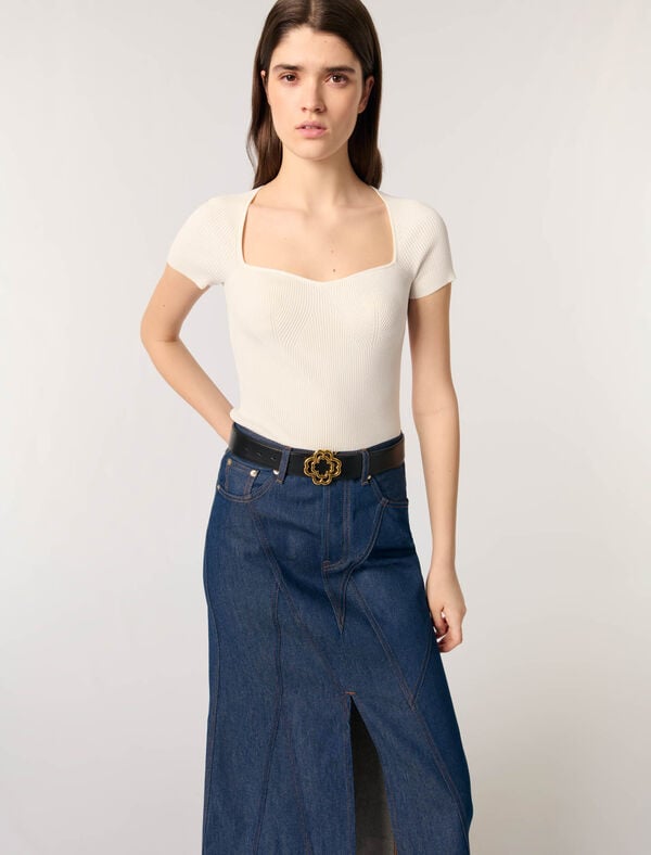 Maje Top En Maille Ecru
