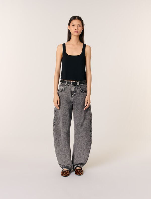 maje Top en maille Noir