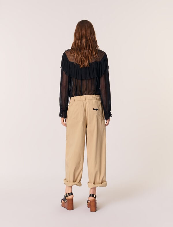 Maje Top En Mousseline à Volants Noir