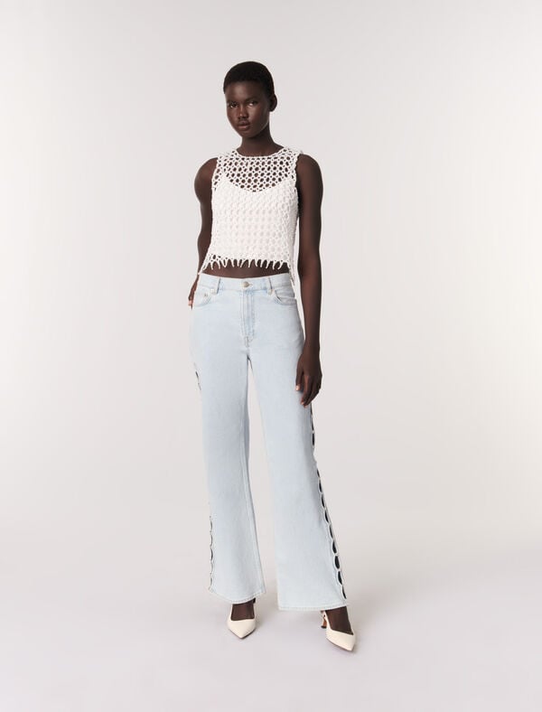 maje Top en perles Ecru