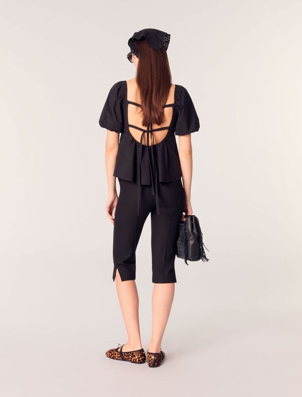 Maje Top En Popeline Et Manches Ballons Noir