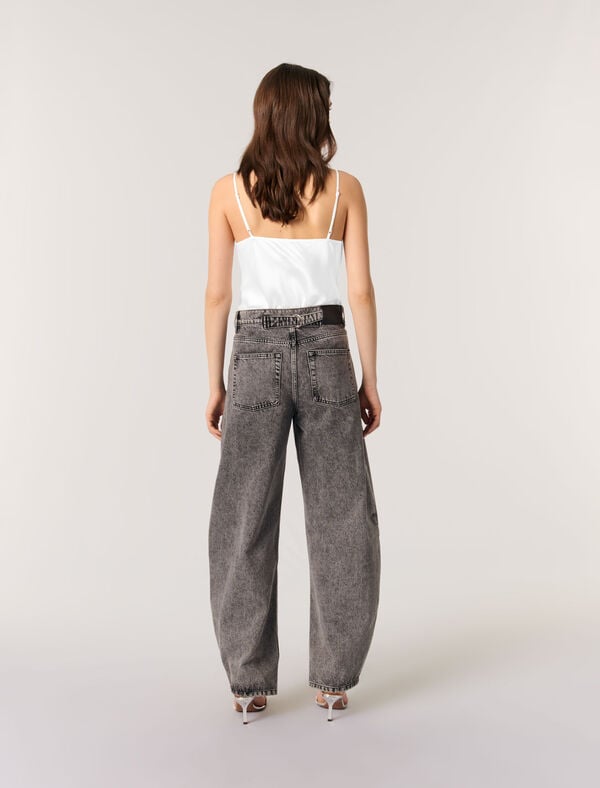 Maje Top En Satin De Soie Et Dentelles Blanc