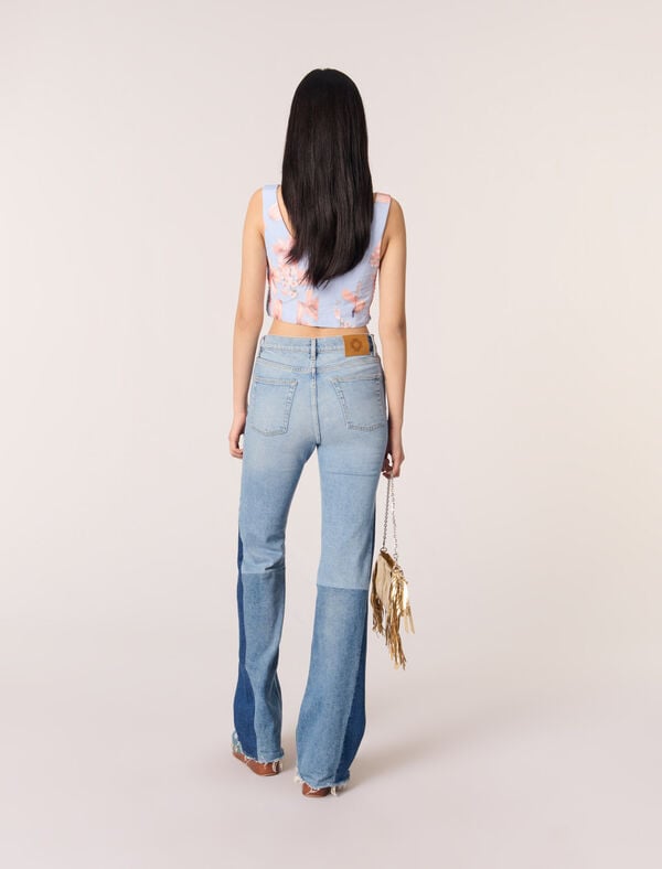 Maje Top En Taffetas Imprimé Imprime Fleur Orange