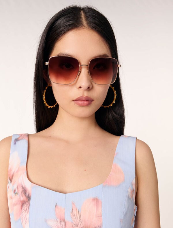 Maje Top En Taffetas Imprimé Imprime Fleur Orange