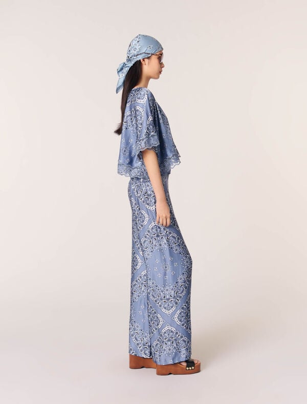 Maje Top Fluide Imprimé Bleu Bandana Print