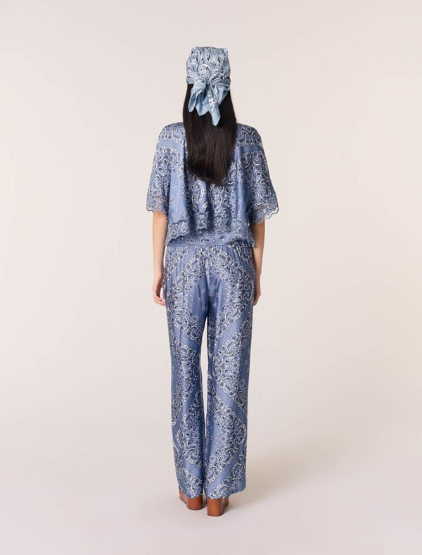 Maje Top Fluide Imprimé Bleu Bandana Print