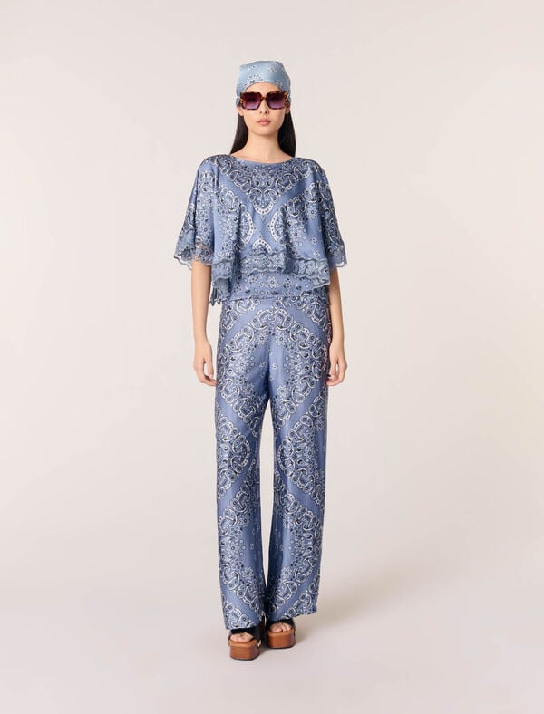 maje Top fluide imprimé Bleu bandana print