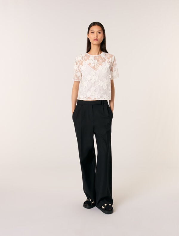 maje Top manches courtes brodé Blanc