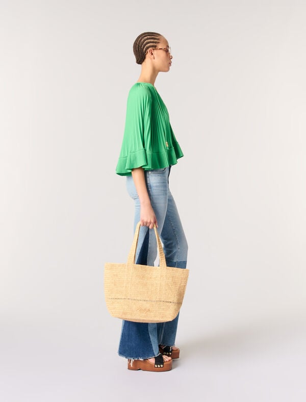 Maje Top Plissé Effet Cape Vert