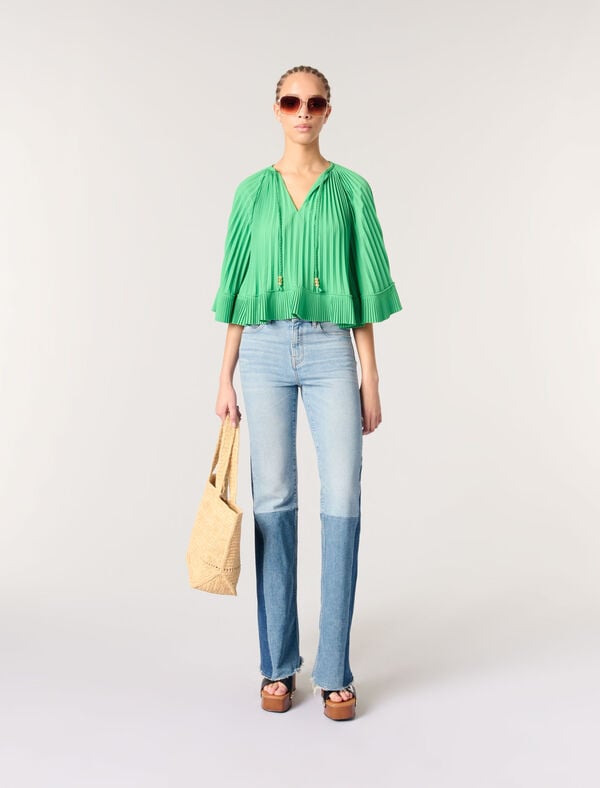 maje Top plissé effet cape Vert