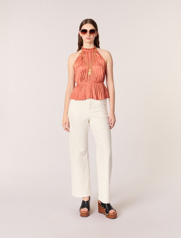 maje Top sans manches plissé Terracotta