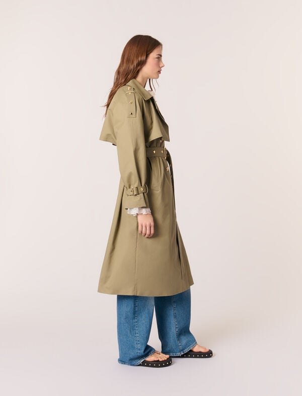 Maje Trench à Studs Et Col Amovible Kaki