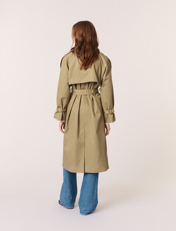 Maje Trench à Studs Et Col Amovible Kaki