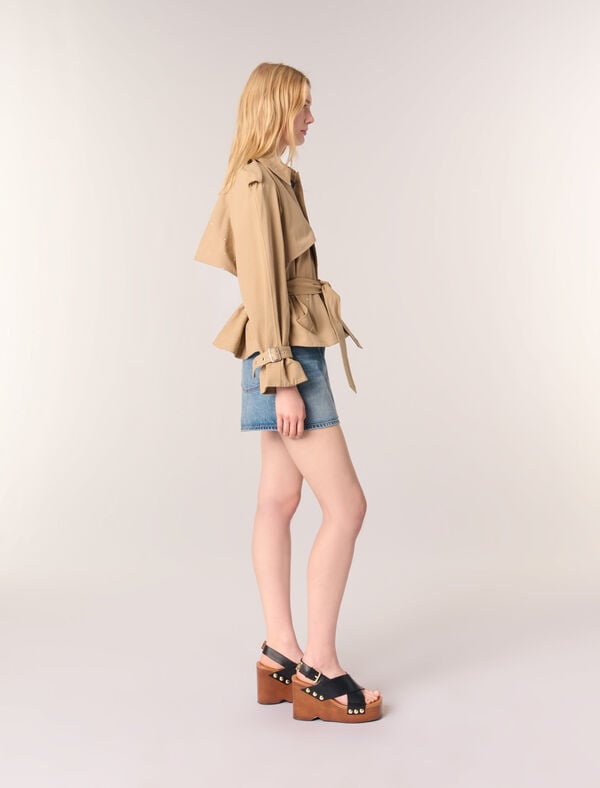 Maje Trench Court Clouté Beige