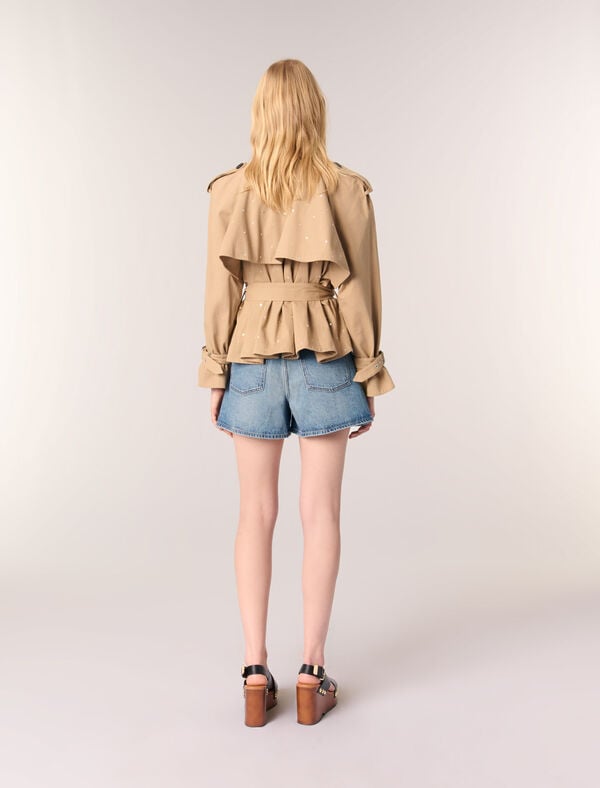 Maje Trench Court Clouté Beige