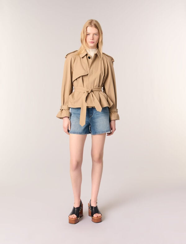 maje Trench court clouté Beige