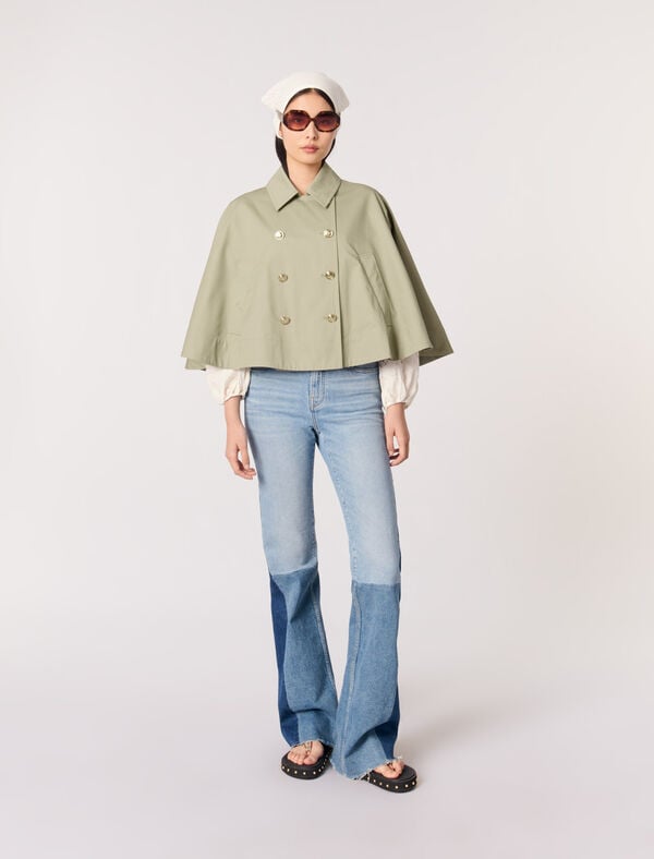 maje Trench court effet cape Kaki