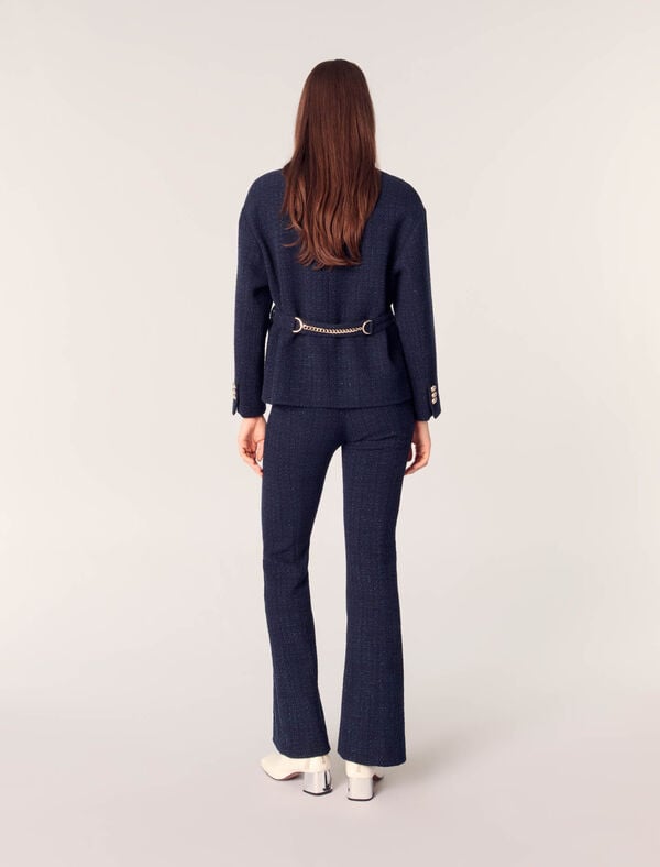 Maje Veste 4 Poches En Tweed Marine