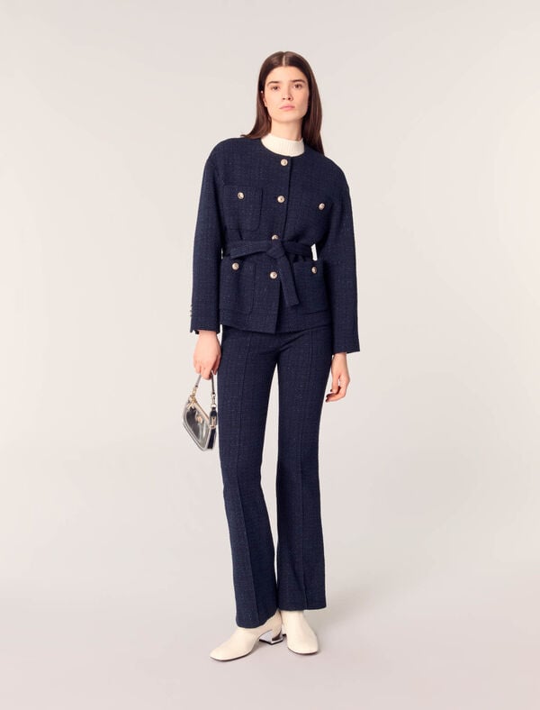 maje Veste 4 poches en tweed Marine