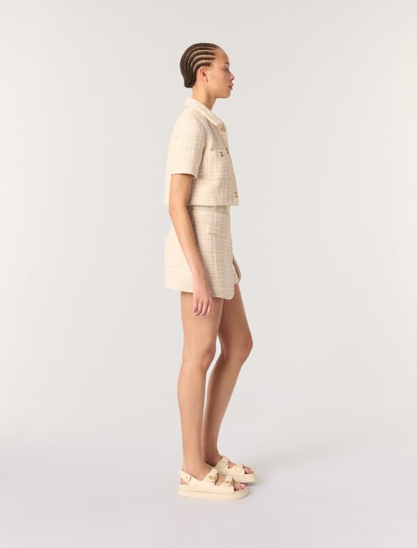 Maje Veste Courte En Tweed Beige