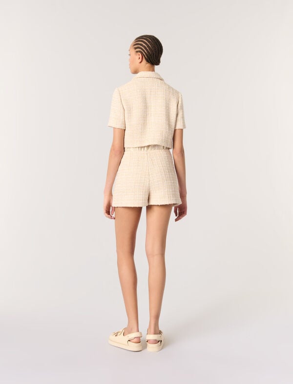 Maje Veste Courte En Tweed Beige