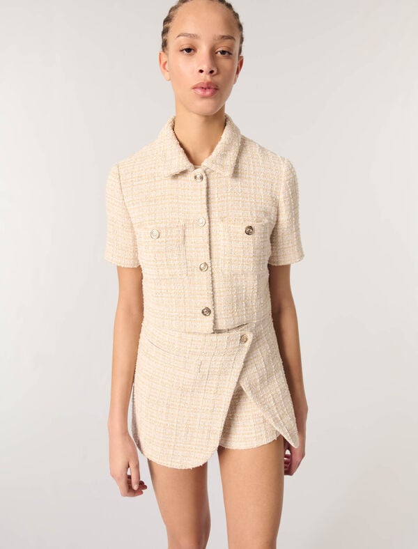 Maje Veste Courte En Tweed Beige